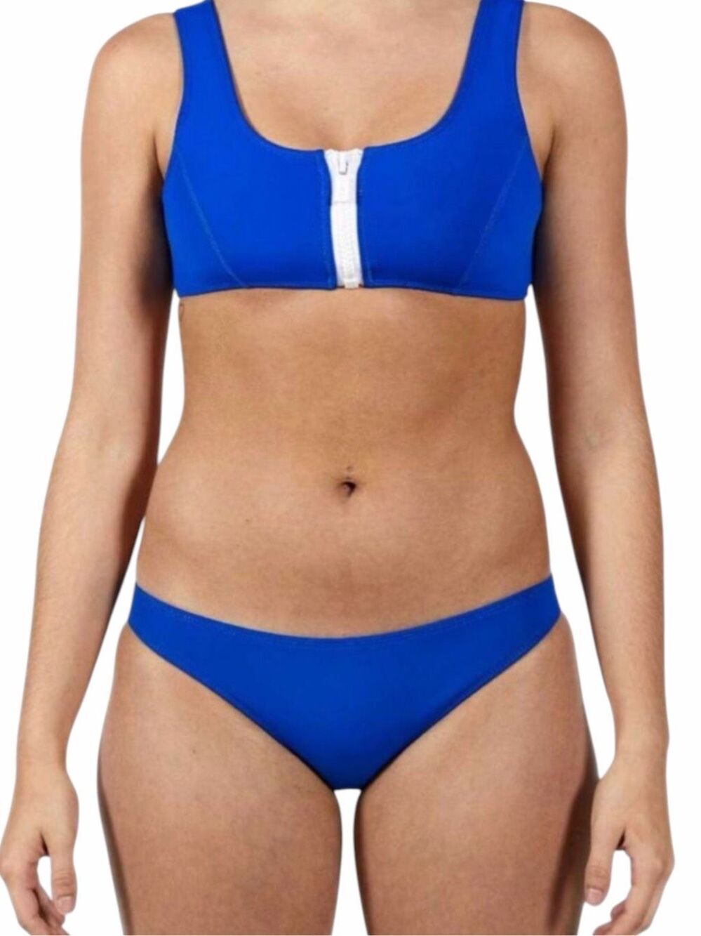 HOAKA SWIMWEAR Royal Blue Neoprene 3 Piece Bikini Set 2 Tops Bottom Small Plus